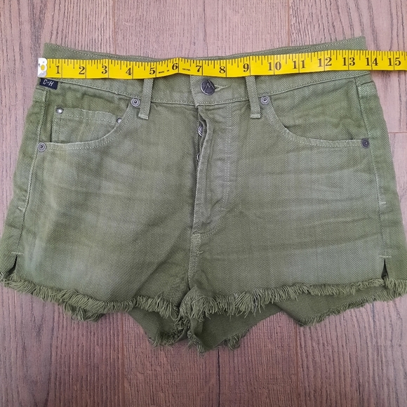 Citizens of Humanity Frayed Green Denim Shorts - Picture 9 of 12